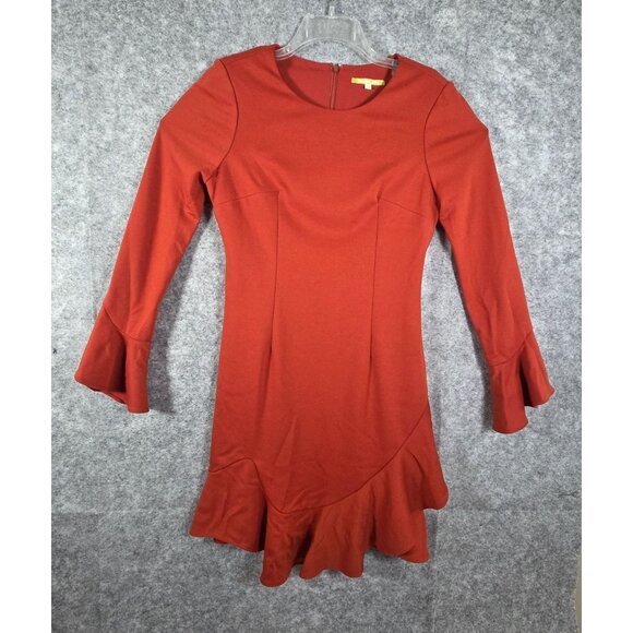 Gianni Bini The In Crowd Bell Sleeve Ruffle tiered Sophie Dress burnt orange 6 - Picture 2 of 9
